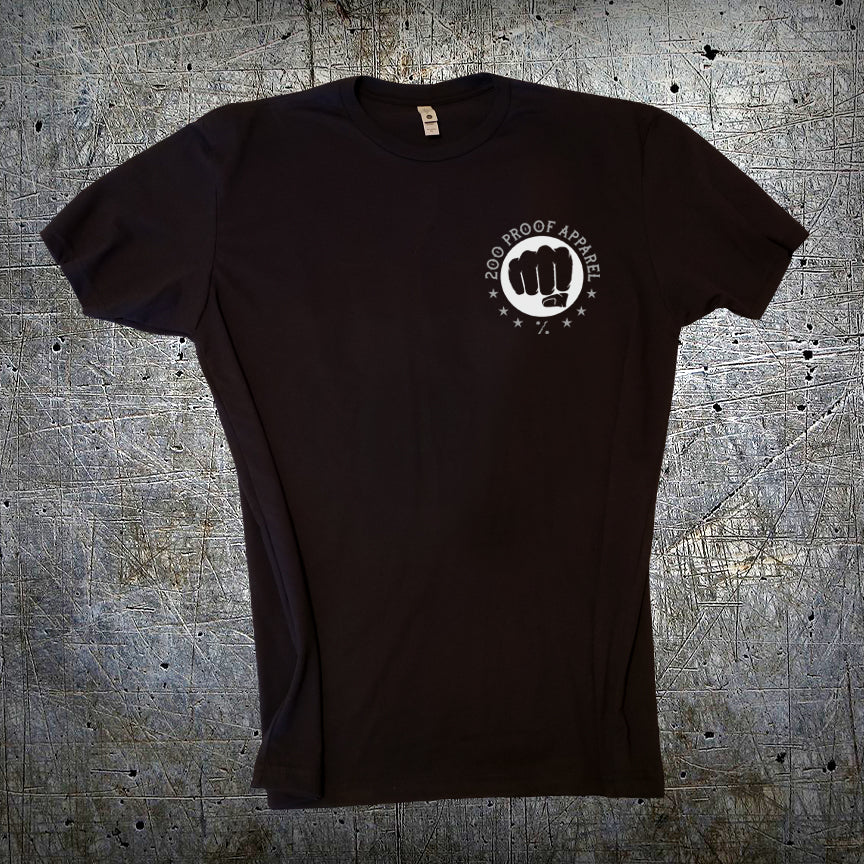 100% Intensity 1 White on black tee