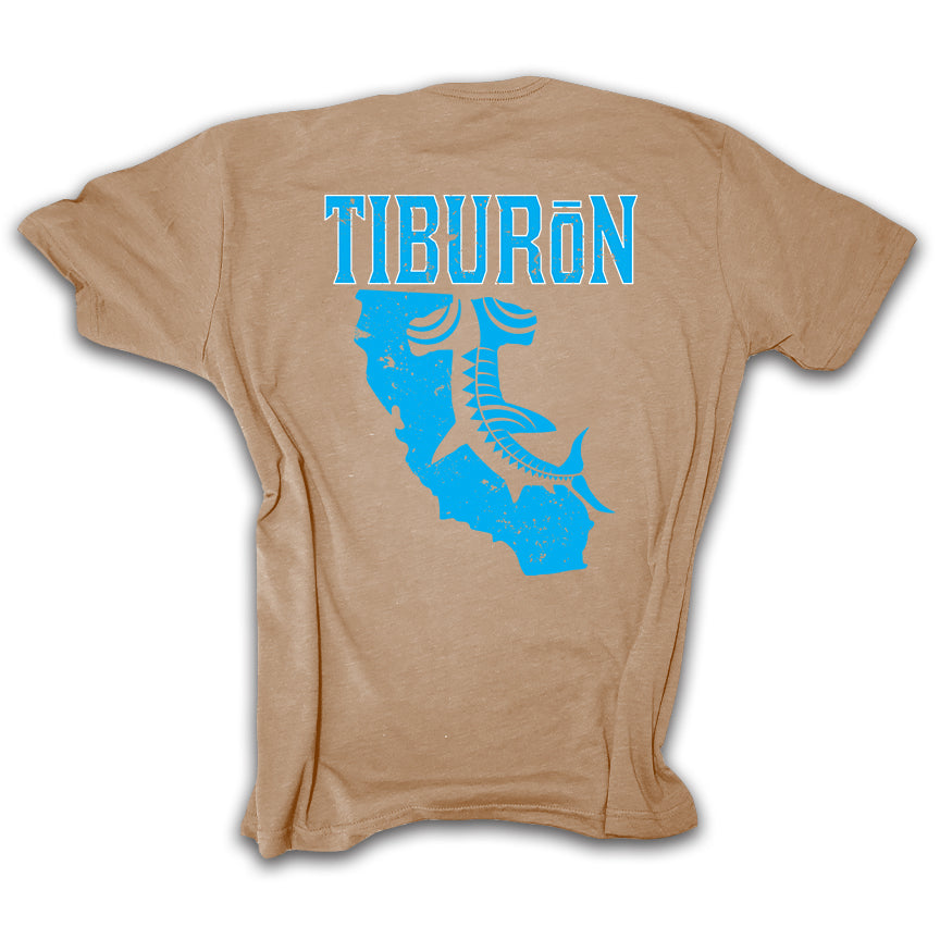 Tiburon CA Shark T Shirt Tan