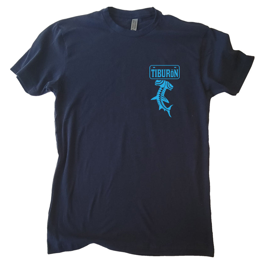 Tiburon Shark Tooth Outline T Shirt Navy Blue
