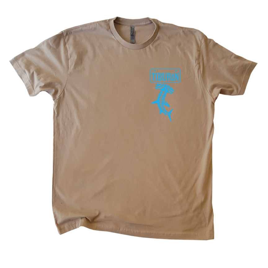 Tiburon Shark Tooth Outline T Shirt Tan