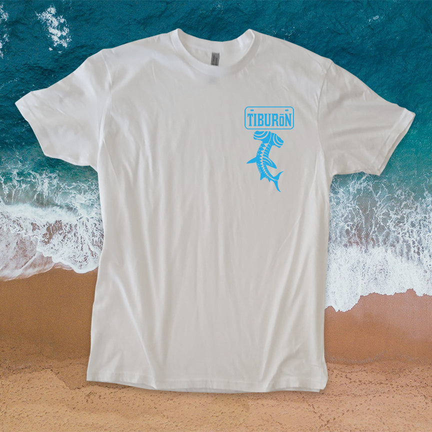 Tiburon Shark Tooth Outline T Shirt White