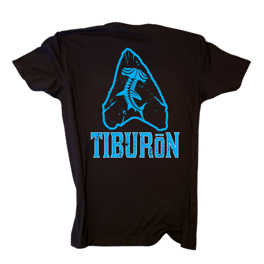 Tiburon Shark Tooth Outline T Shirt Black