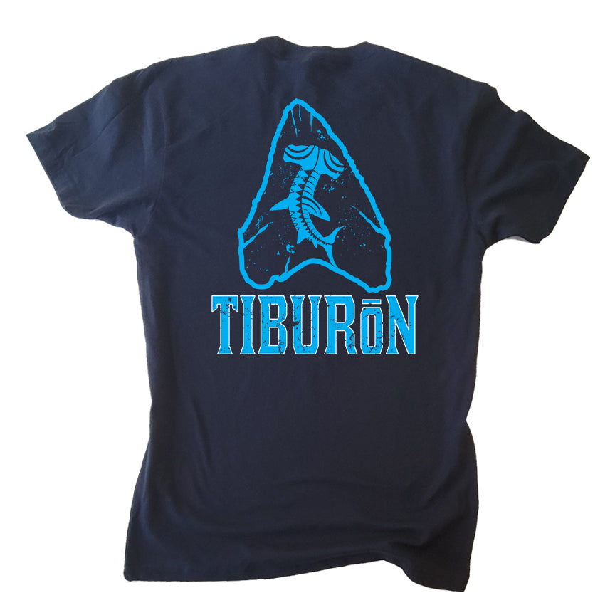 Tiburon Shark Tooth Outline T Shirt Navy Blue