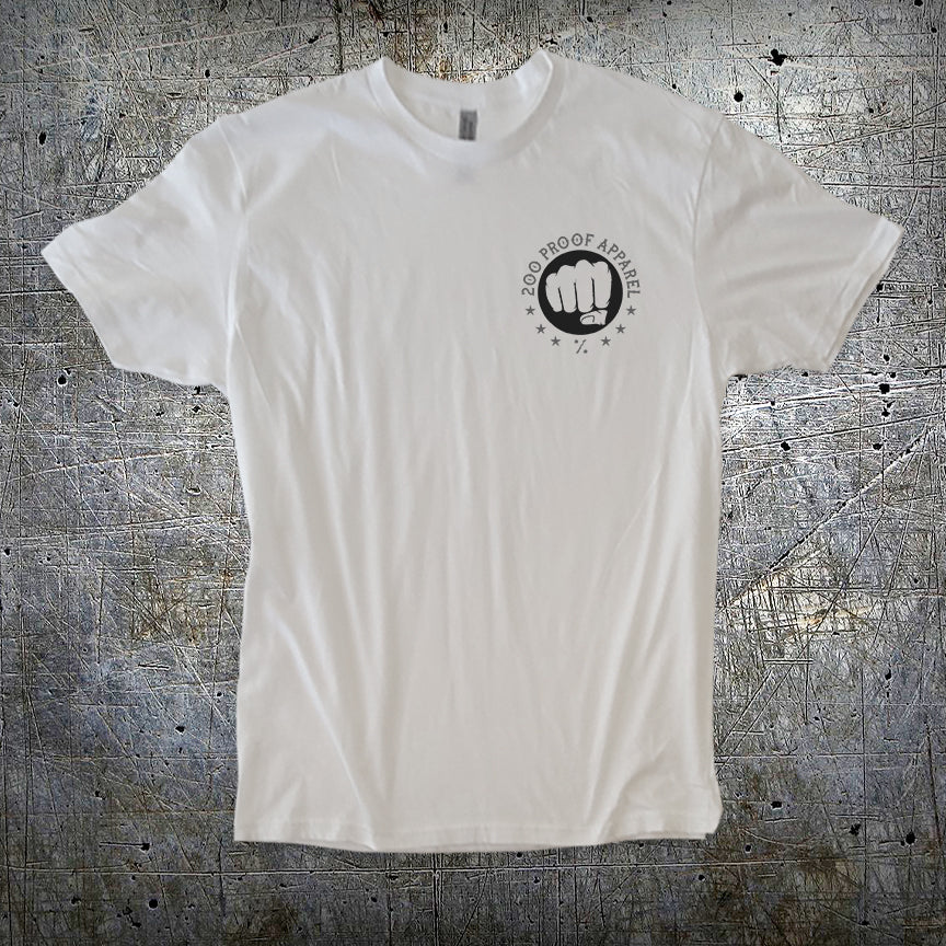 100% Intensity 1 Black on white tee