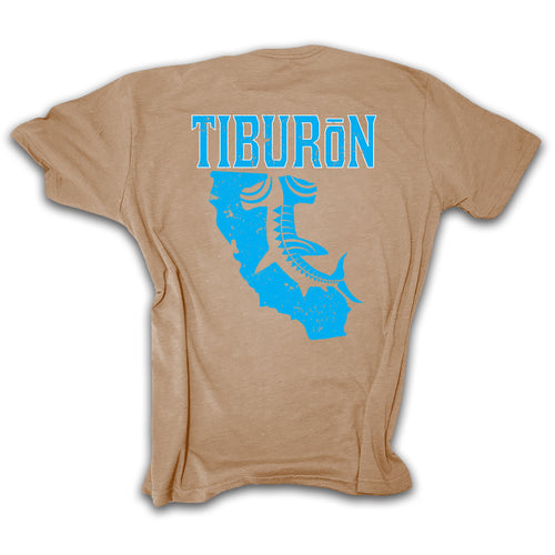 Tiburon CA Shark T Shirt Tan