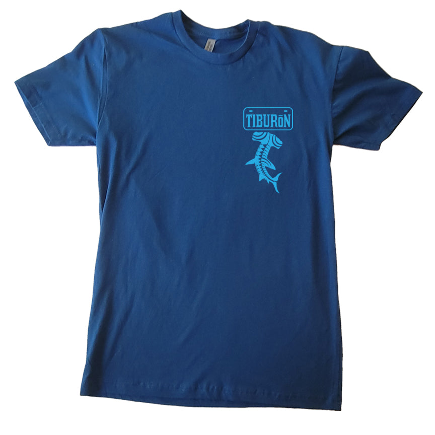 Tiburon Shark Tooth Outline T Shirt Blue