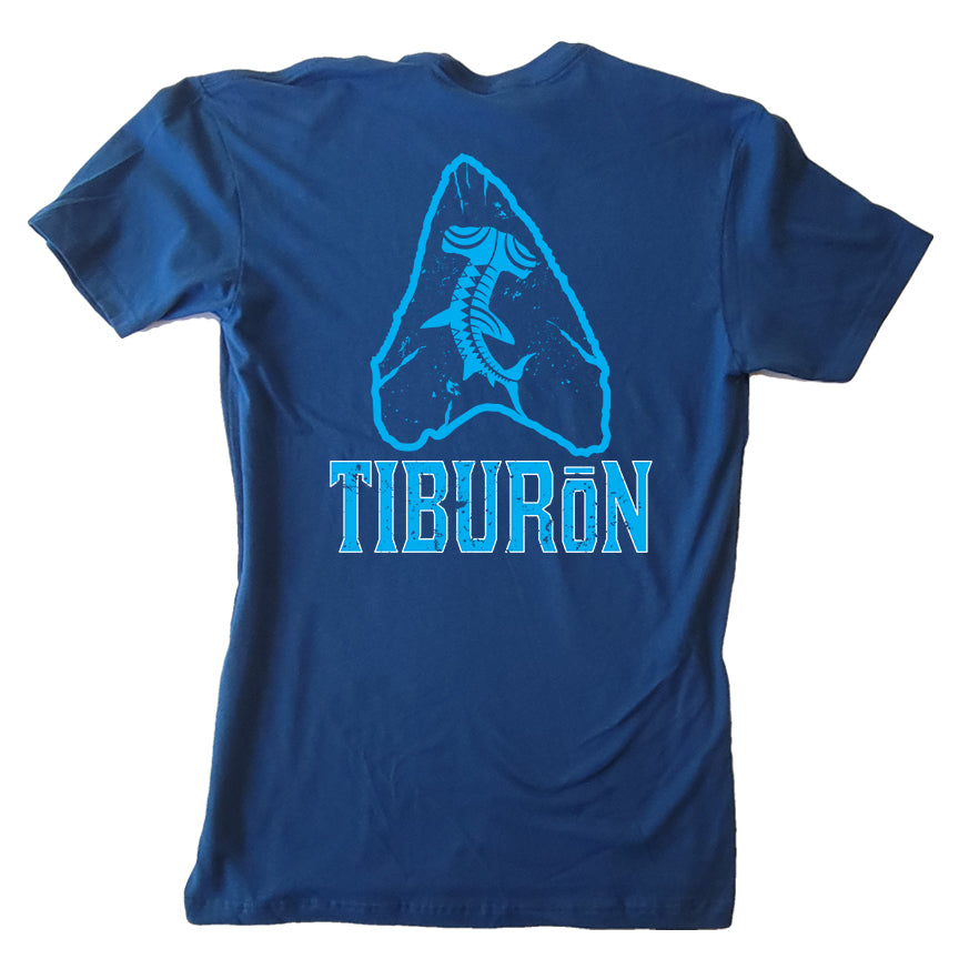 Tiburon Shark Tooth Outline T Shirt Blue