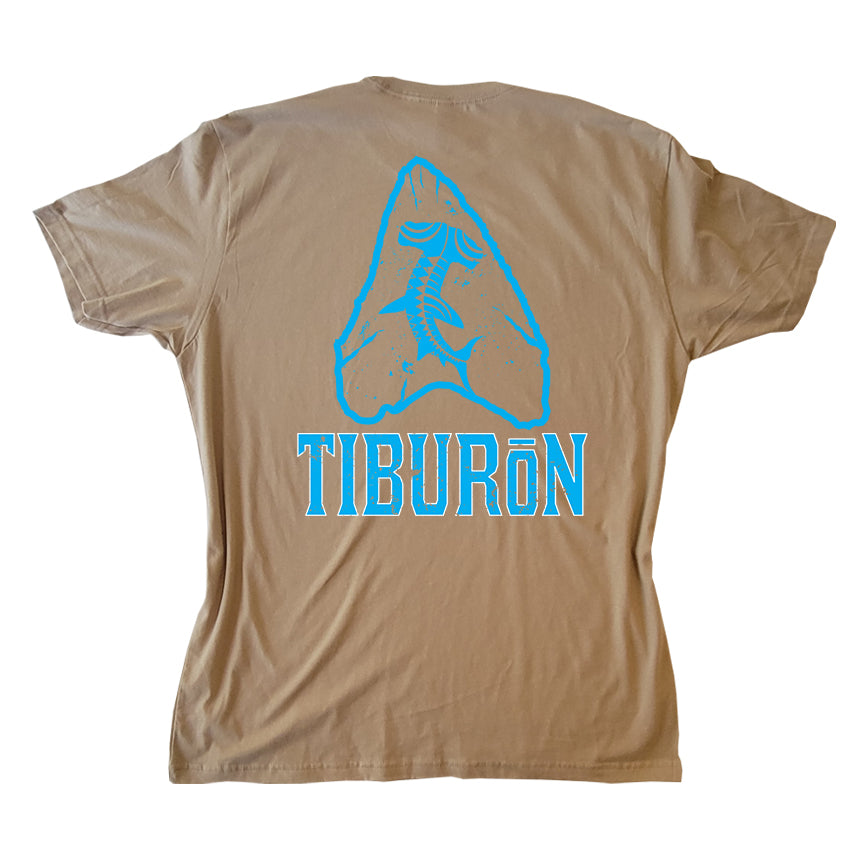 Tiburon Shark Tooth Outline T Shirt Tan